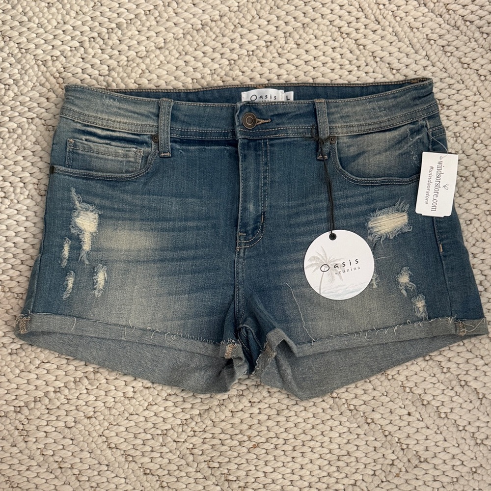 Oasis Sky Blue Ripped Jean Shorts